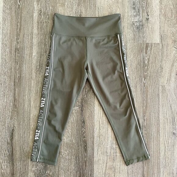 Zyia Active Olive Green Cropped Leggings - Size: 6-8 - Picture 1 of 6